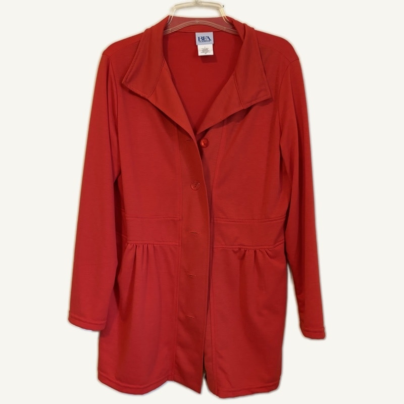 BFA Classics Blair Women's Red 2-Piece Coat & Striped Top Set Size L