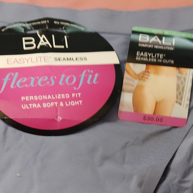 Bali EasyLite Seamless Hi‑Cut Panty 3 Pack - Pink, Mauve, Glow Blue, Size 8 / XL