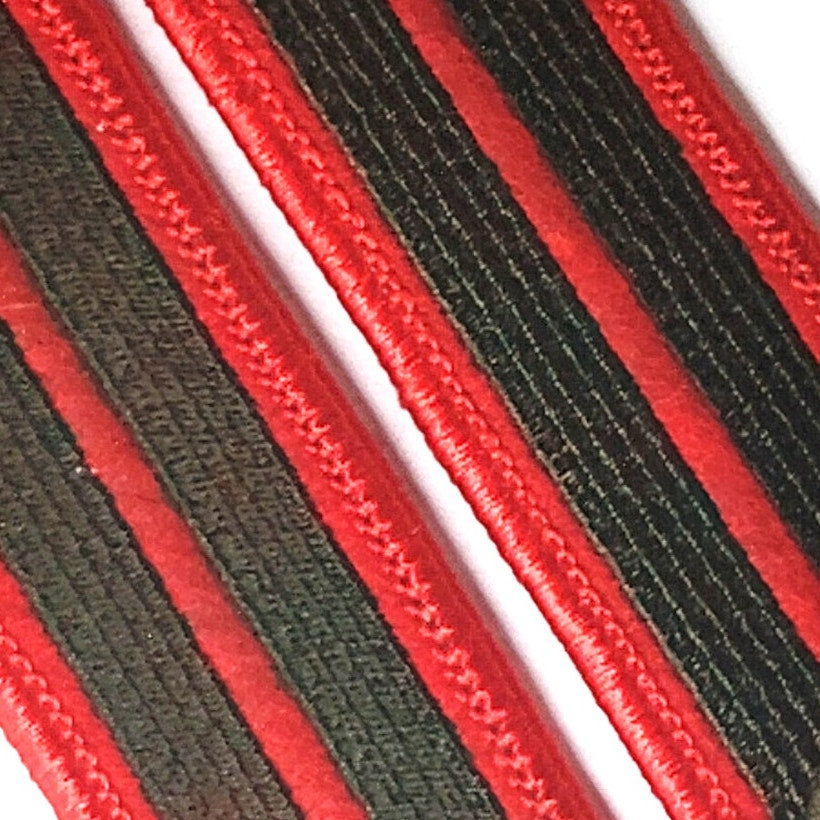 USMC 8-Year Service Stripes Hashmarks Green on Red Sew-On Pair 4.25 x 1.13