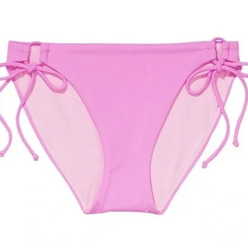 Tie‑Side Bikini Bottoms, Pink, XL (8-10) 32-34"W – 82/18 Nylon/Spandex  NWOT
