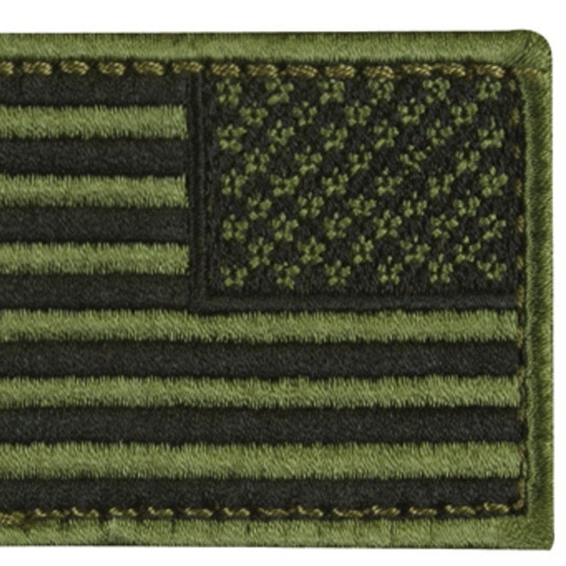 US Flag Patch Subdued Olive Drab Right‑Face 3" × 2" Hook Novelty Patch
