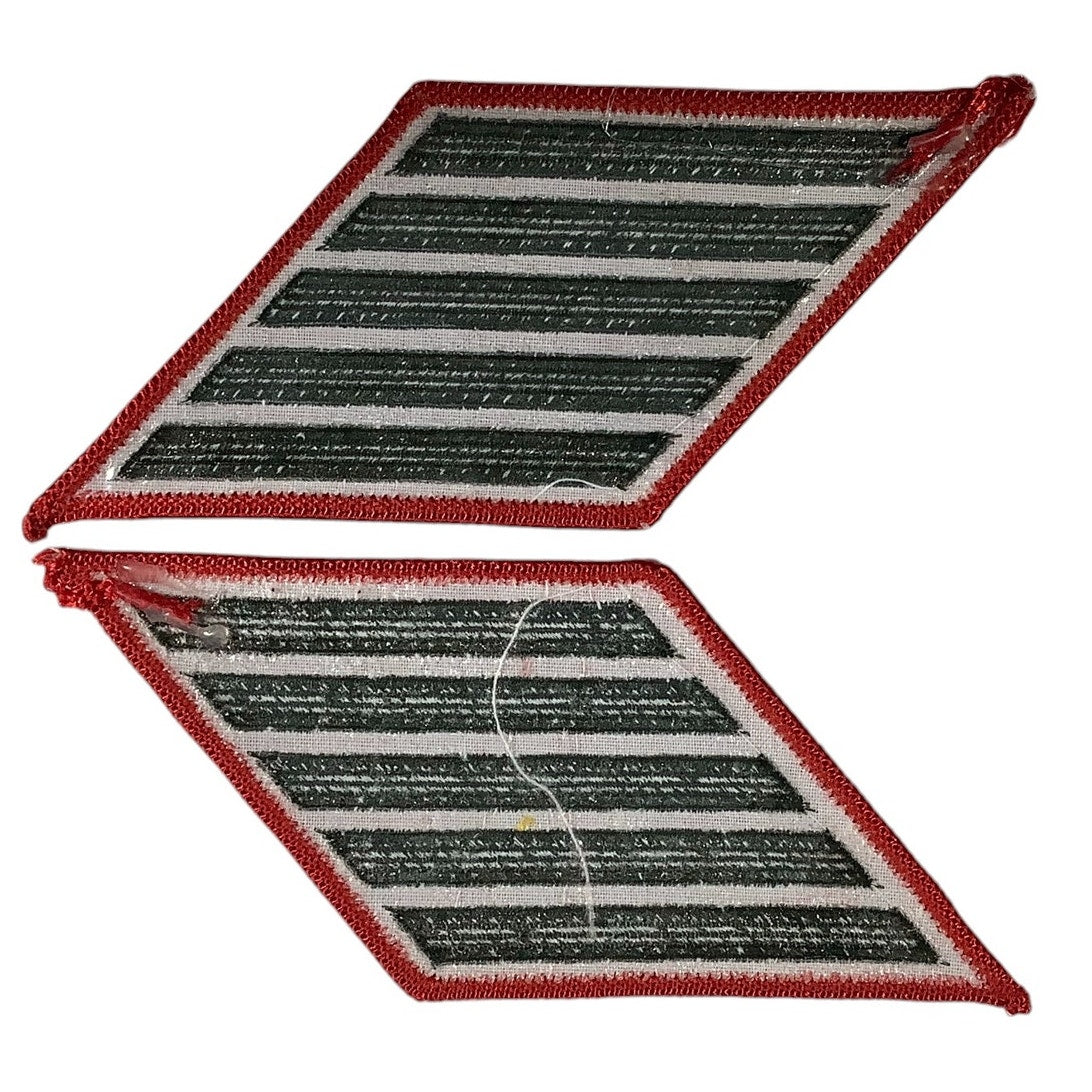 1 Set 20 Yr US Marine Corps Service 5 Stripes - Green on RED - 2-1/2"H x 5-3/8"W