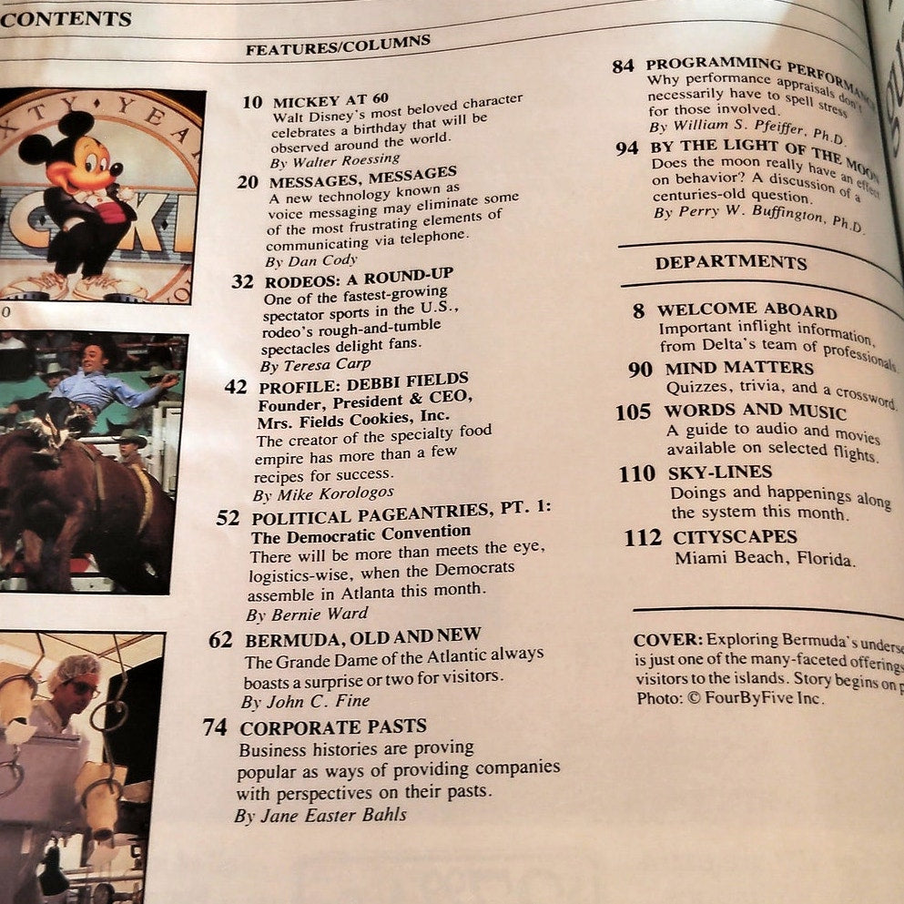 Delta SKY Magazine July 1988 - Bermuda, Mickey Mouse at 60, Rodeos, Atlanta Dems