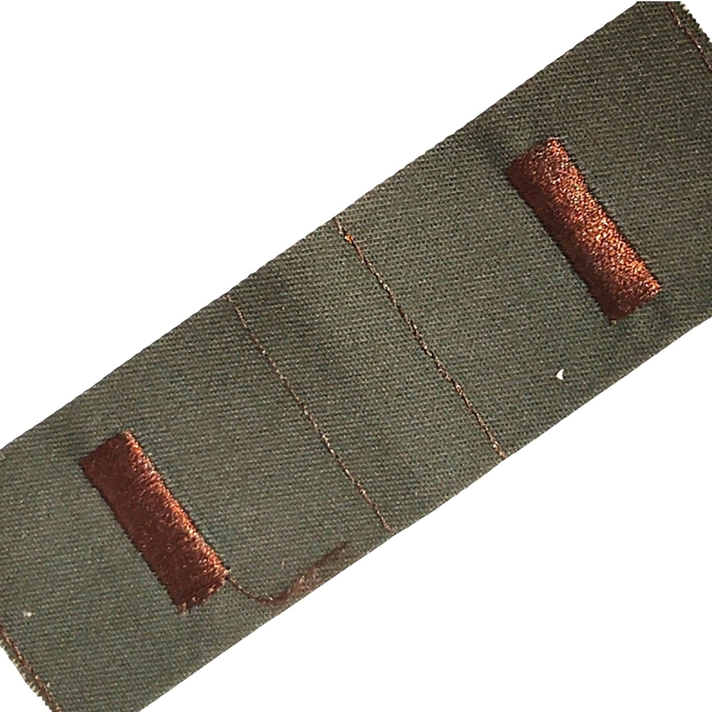 US Army 2nd Lieutenant O‑1 Rank Strip Brown on ODG Twill – 6‑1/4" Folded Twill