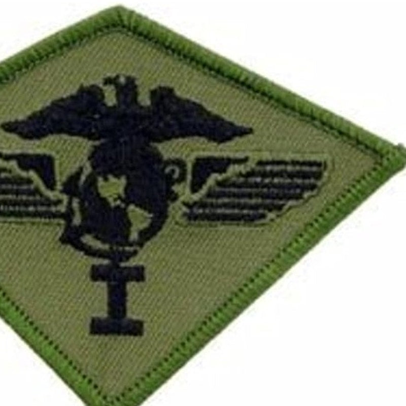USMC 1st Marine Aircraft Wing Patch Subdued OD 3‑3/4" × 2‑7/8" Sew‑On