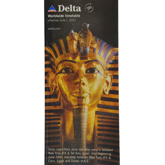 Delta Air Lines Worldwide Timetable 6/1/2001 – King Tut Cover, 137 Pgs, Ephemera