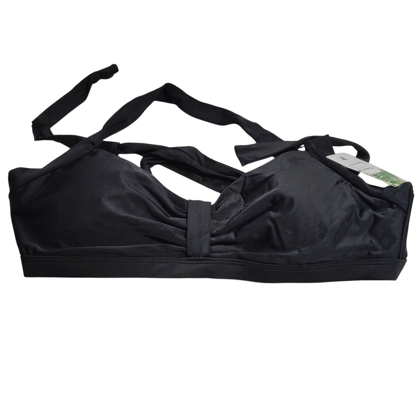 Women’s Swim Bra Top – Ruched Center Strap, 1" Straps – Black – Medium – NWT