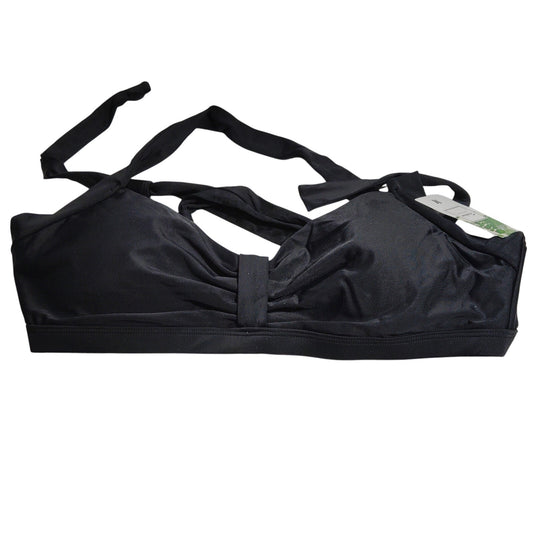 Women’s Swim Bra Top – Ruched Center Strap, 1" Straps – Black – Medium – NWT
