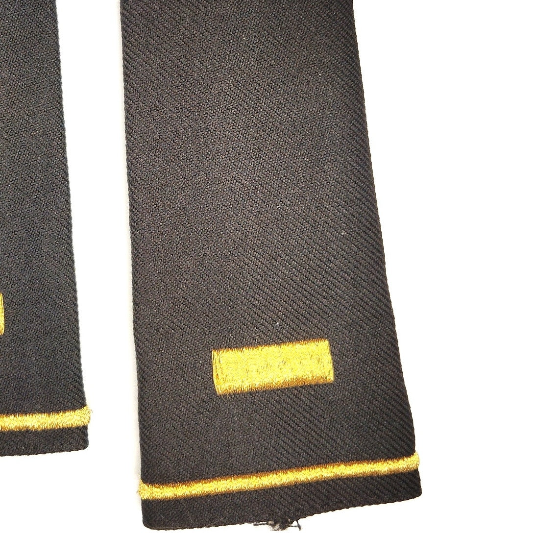 Army Second Lieutenant O‑1 Shoulder Boards Gold on Black ASU Pair 4‑3/8 × 2‑1/4"