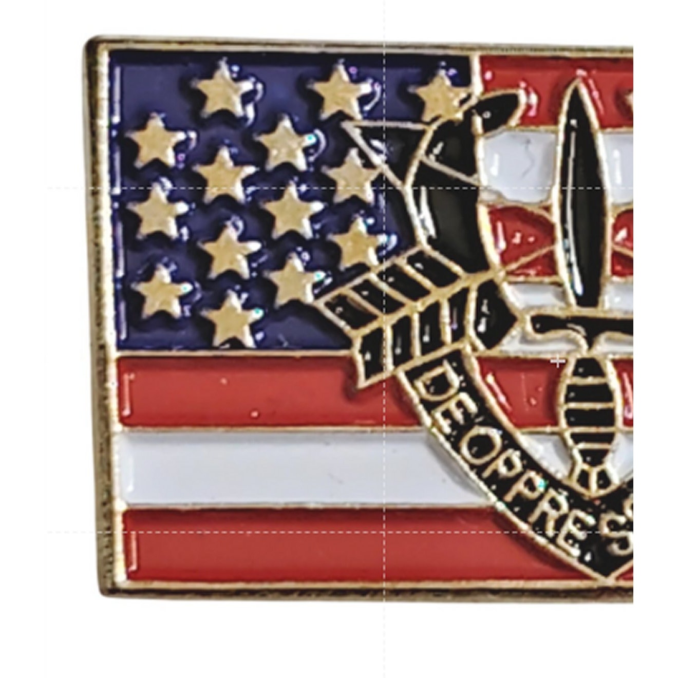 US Army Special Forces DUI Superimposed Over US Flag Novelty Hat Pin 1" × 5/8"