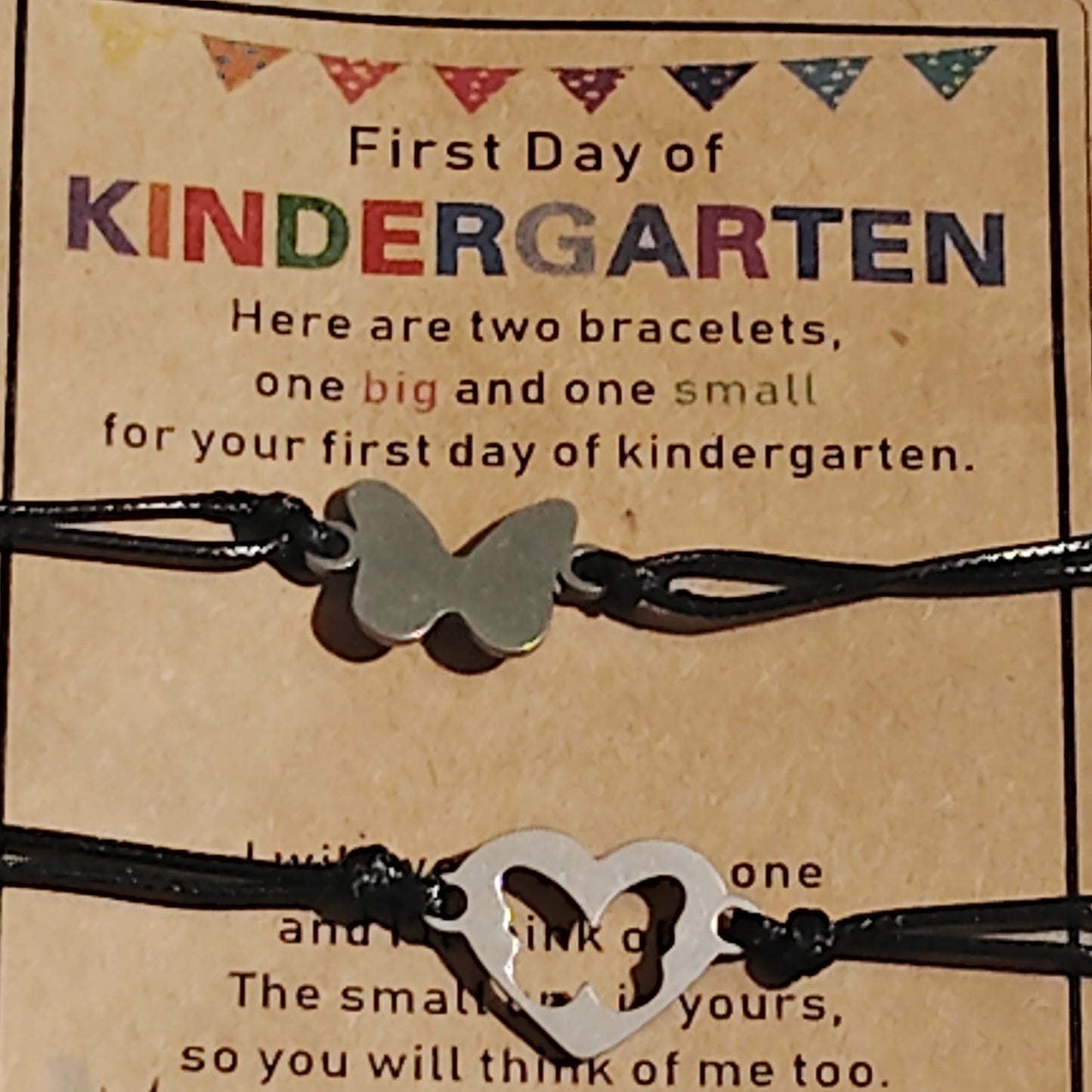 First Day of School Butterfly Bracelet Set Parent & Child Adjustable Strings