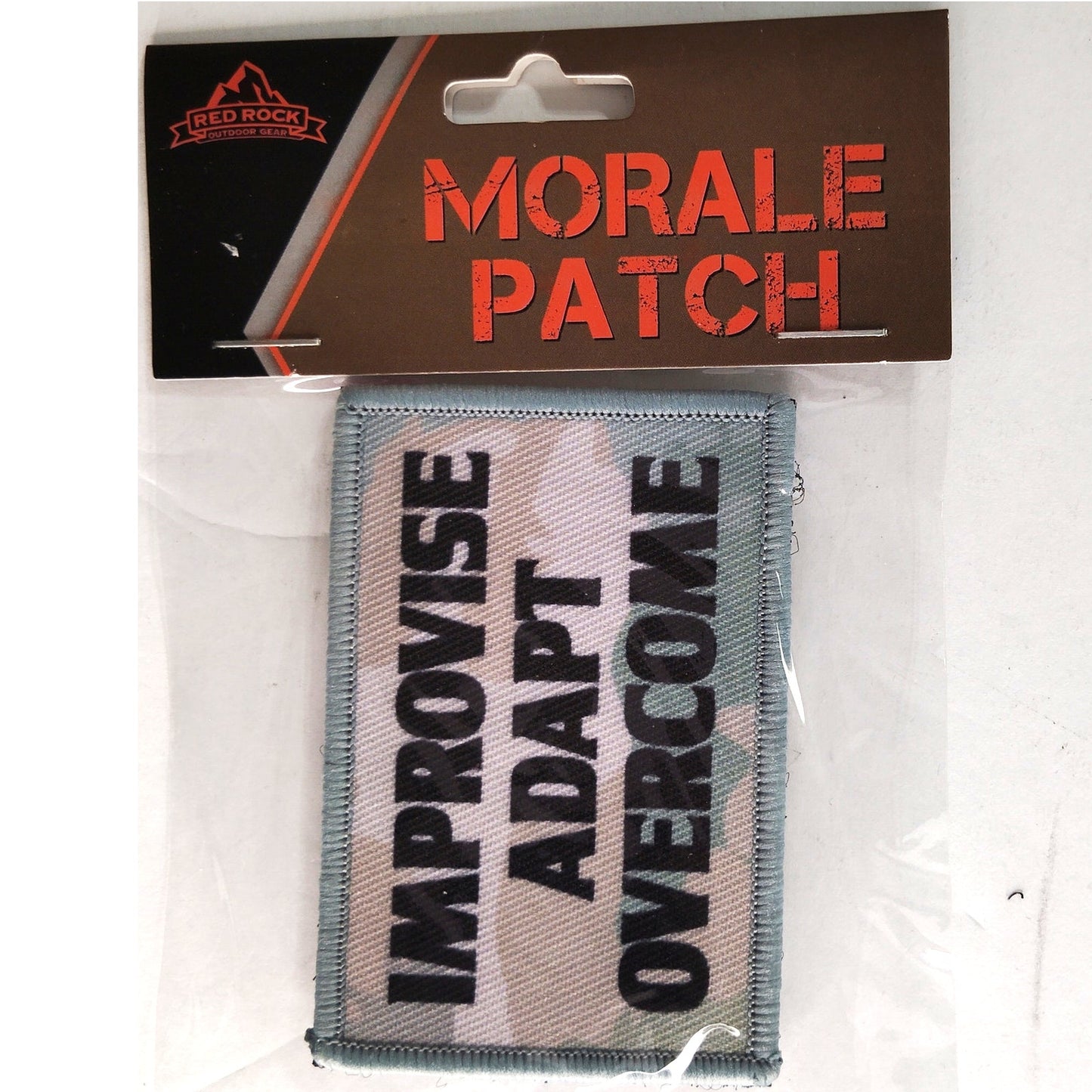Improvise Adapt Overcome Novelty Patch Red Rock 3" × 2" Printed Hook Back