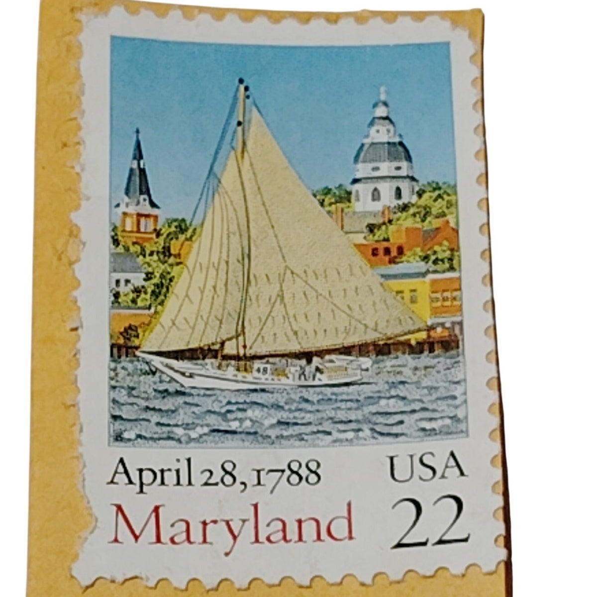 1988 Maryland Bicentennial 22-Cent US Postage Stamp - Chesapeake Bay Skipjack