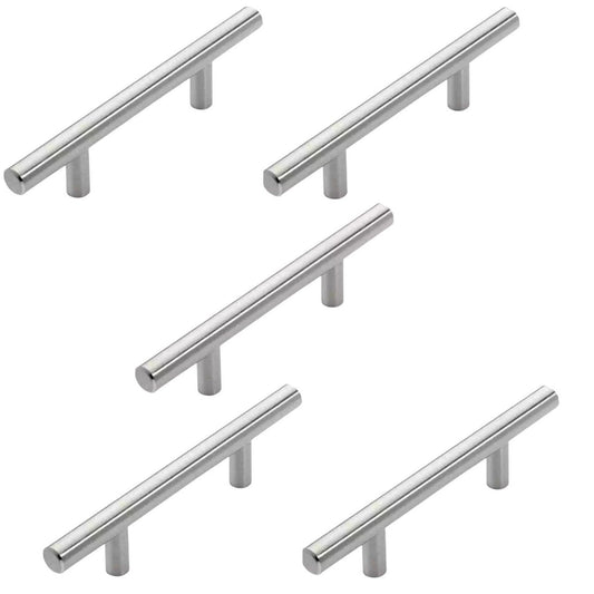 5-PK Dynasty P-1001-SN European 5.75 in. Bar Pull Cabinet Pulls- Satin Nickel