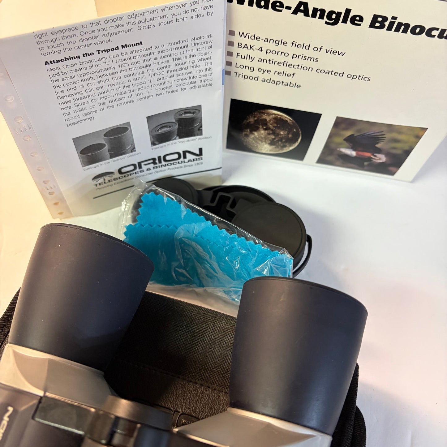 Vintage 1998 Orion Outsider 10x50 Wide‑Angle Binoculars Black Silver Complete Set