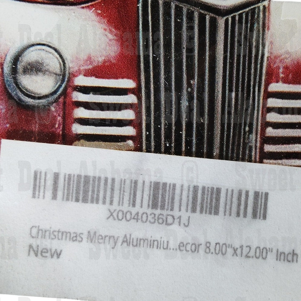 Retro Tin Sign – 8x12" 1930s Ford Truck Winter Christmas Scene Wall Decor