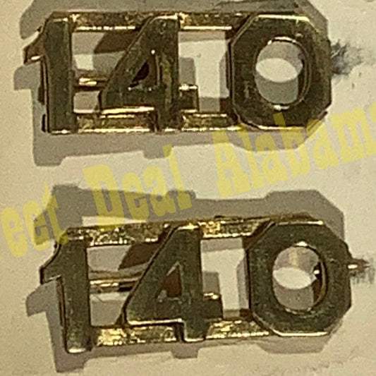 Early/Mid 1900s Brass C-Clasp "140" Collar Device 3/8"H Hat / Lapel Pins Set