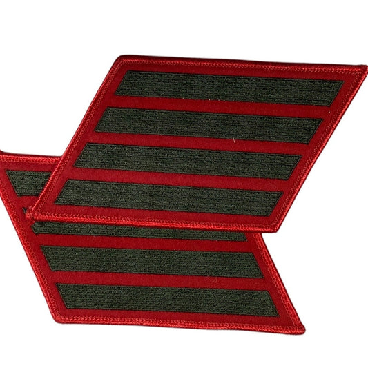 1 Set- 16 Year US Marine Corps Service 4 Stripes - Large Size - Green on RED