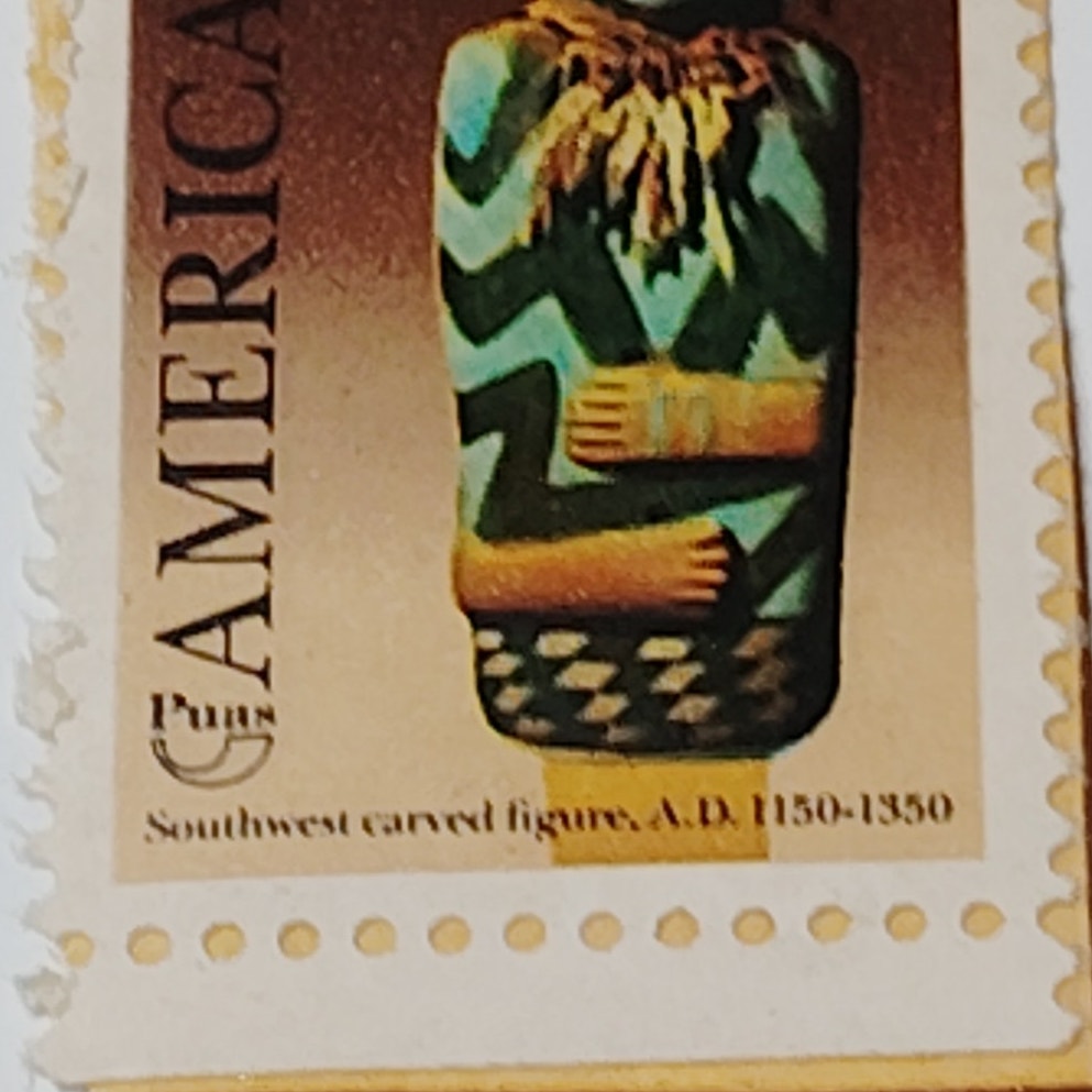 1989 USPS 25¢ Southwest Carved Figure Stamp - Mimbres Culture Art