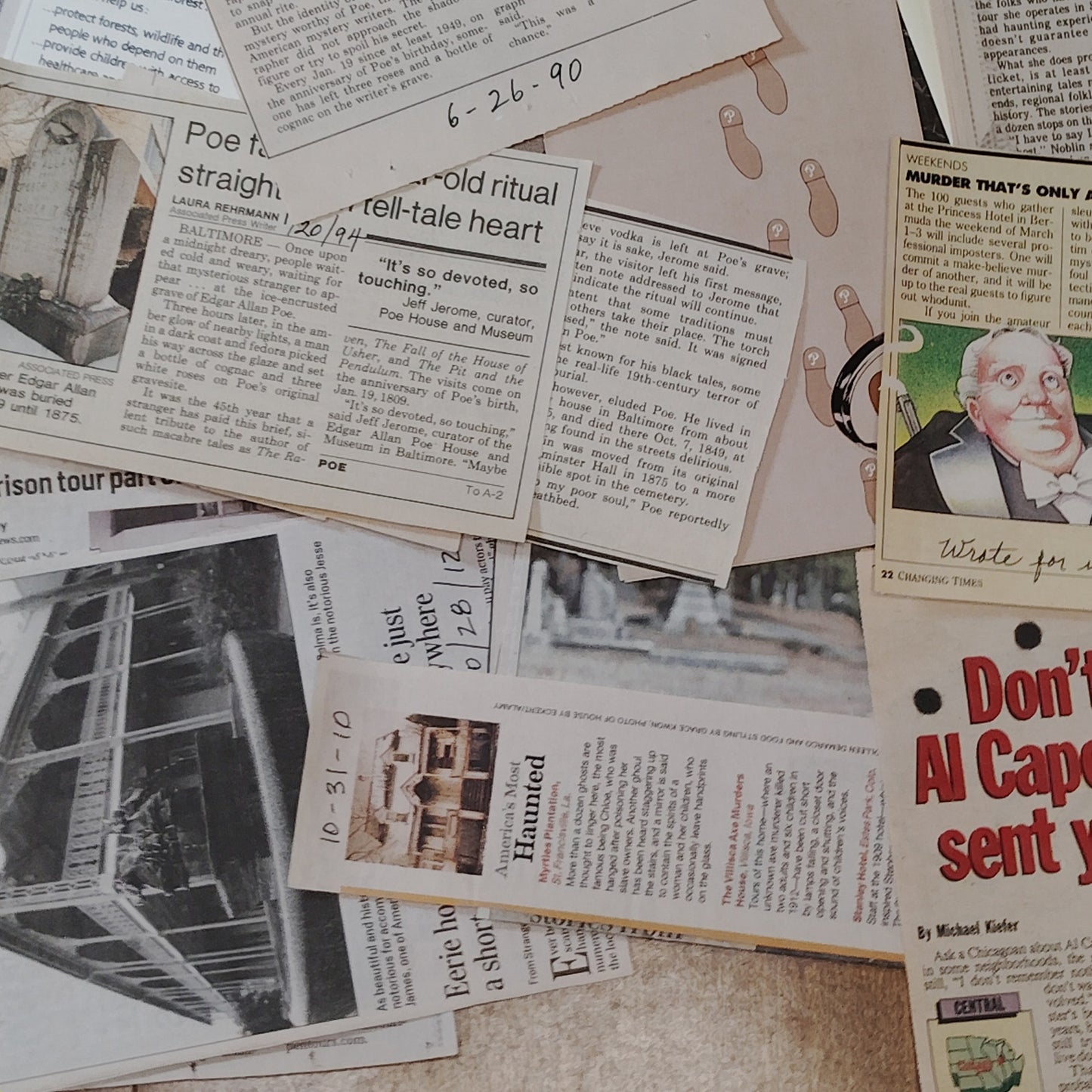 Collected Ghost & True Crime Ephemera - Cemeteries & Hauntings - 2 LBS Clippings