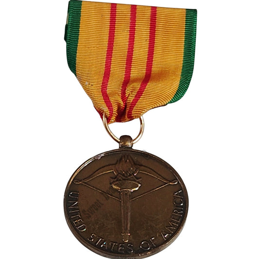 Republic of Vietnam Service Medal w/ Pinback, 1-1/4"D Medal x 3-1/8"H Overall