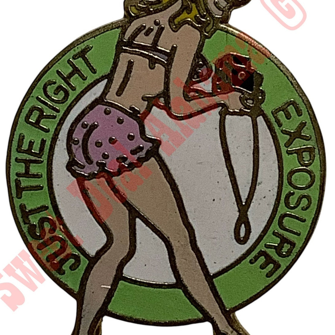 Just The Right Exposure Aviator's Hat Pin 1-1/4H x 15/16W WWII Aviators Nose Art