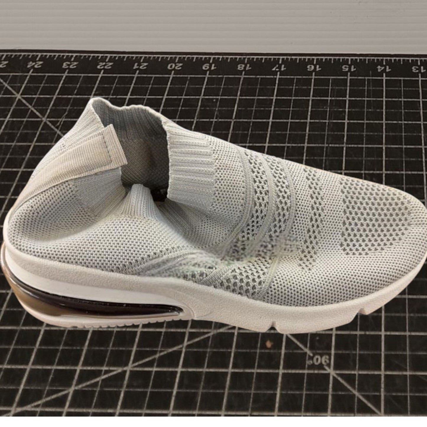 Slip-On Walking Shoe, Size 6 Gray Breathable Mesh, Air Cushion Heel, Lightweight