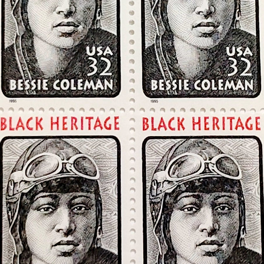 Block of 4 – 1995 USA 32¢ Bessie Coleman MNH Scott 2956 Black Heritage
