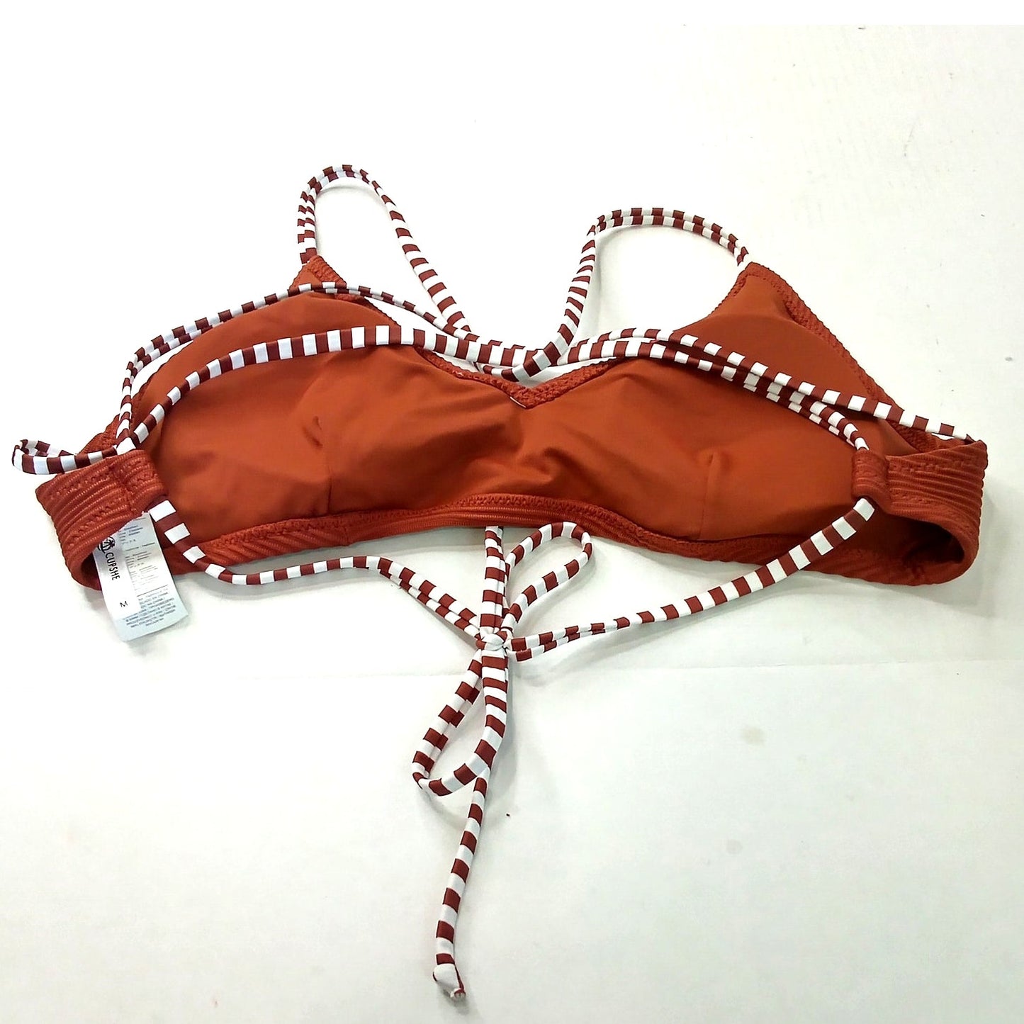 Cupshe Ribbed Strappy Bikini Top Brown Women’s Medium Swimwear