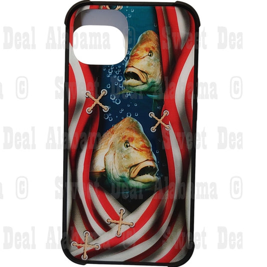 DAIZAG Case Compatible with for iPhone 12/13 (6.1), Red/White w/ Fish Design