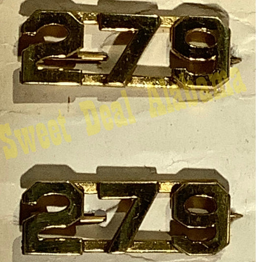 Early/Mid 1900s Brass C-Clasp "279" Collar Devices 3/8"H Hat / Lapel Pins Set