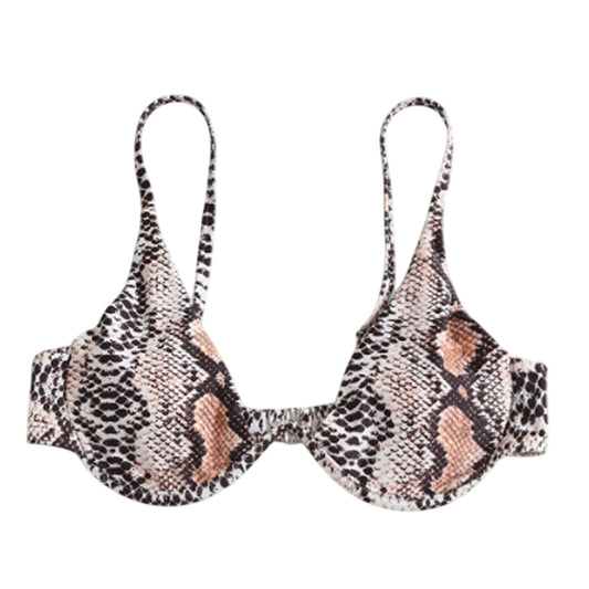 Zaful Snakeskin Underwire Bikini Top Push Up Spaghetti Strap Swim Top Small (4)