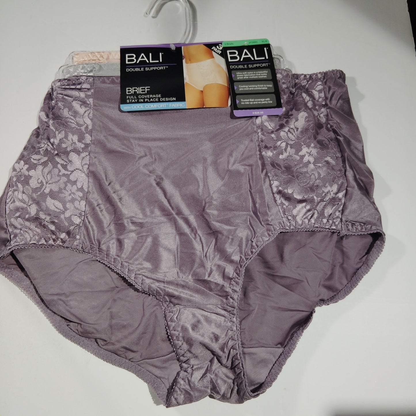 Bali Double Support Brief Panty Set – 3 Pack – Size 8/XL – Women’s