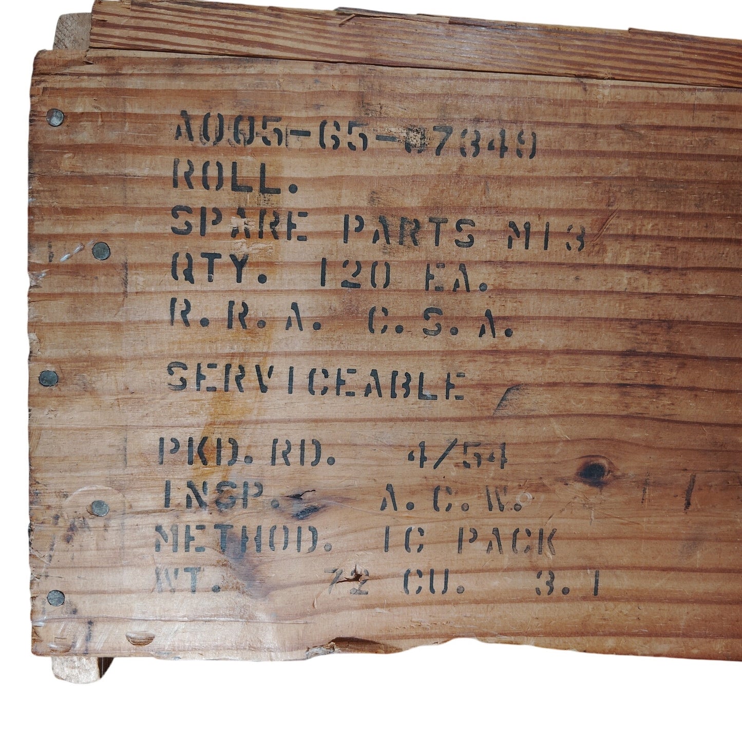 Military Surplus Wooden Storage Crate 27x18x11, Serviceable Condition, 1950s Era