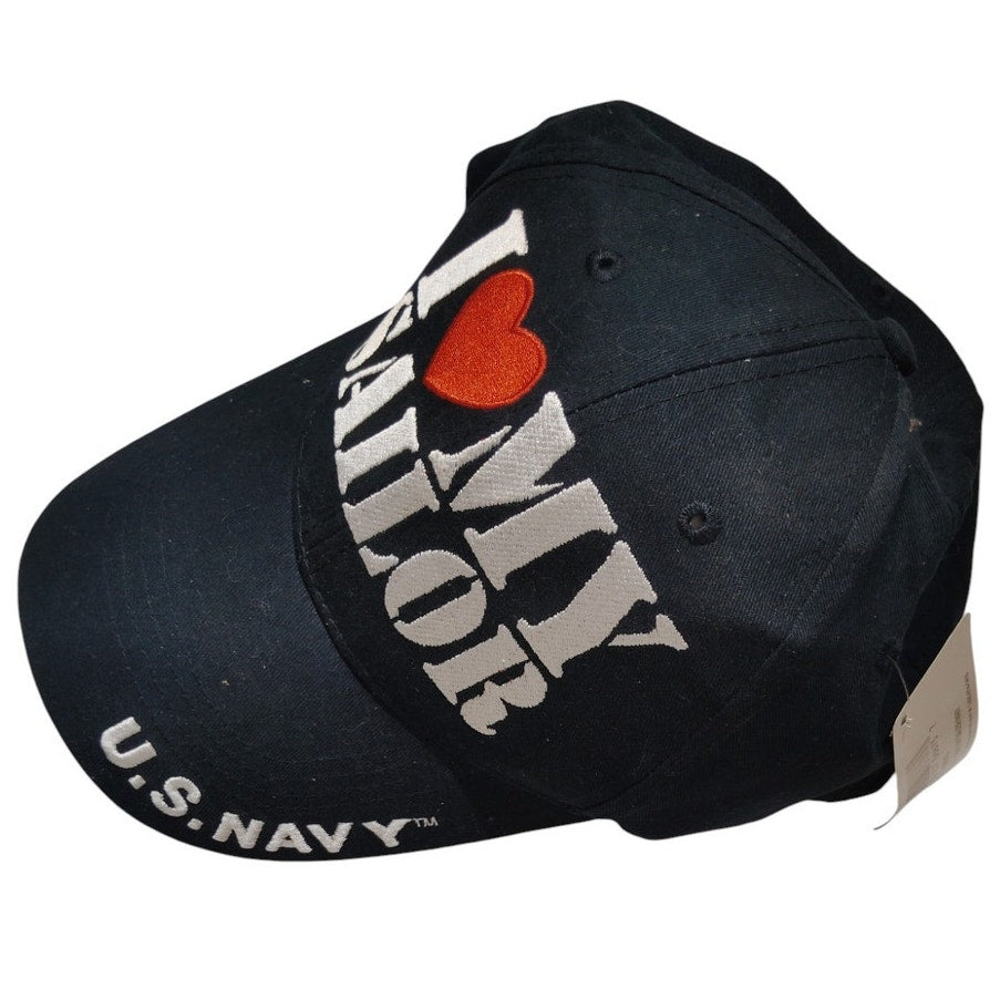 Eagle Crest Ball Cap “I [Heart] Love My Sailor” Navy Hat, U.S. Navy Text on Bill