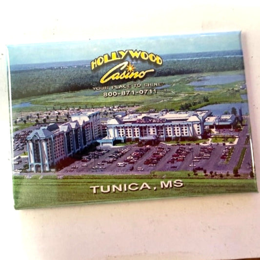 Hollywood Casino Tunica Mississippi Aerial Photo Magnet Daytime View 3‑1/4"