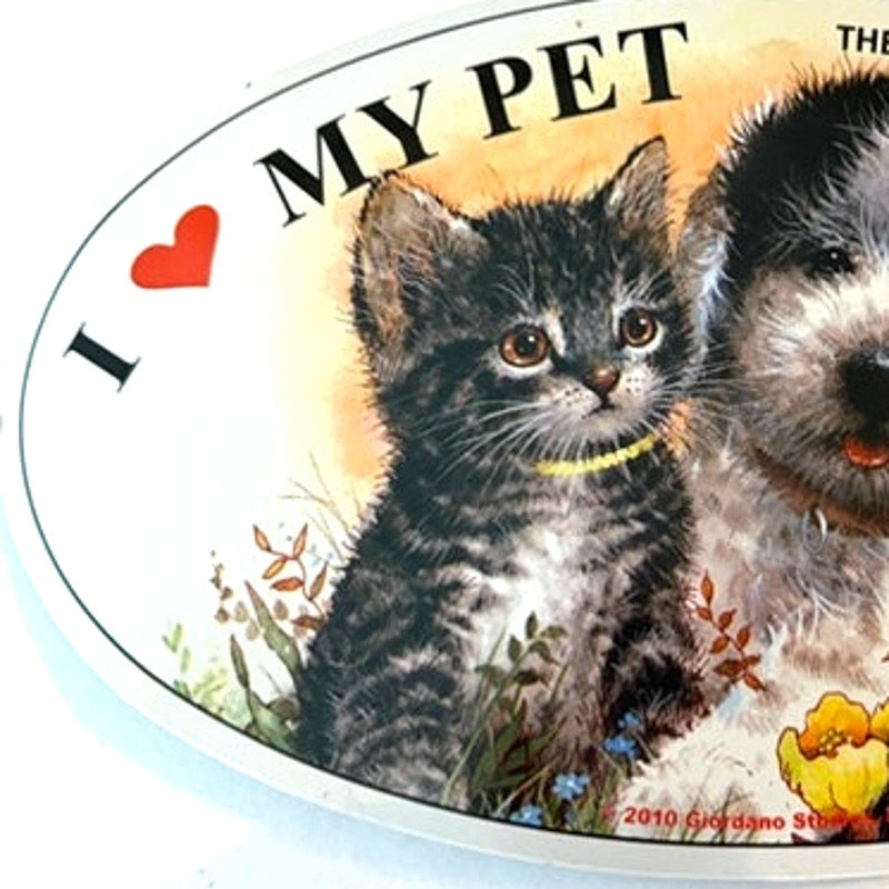 I Love My Pet Fridge Magnet Humane Society Kitten Puppy Oval 2010 6.625x3.625