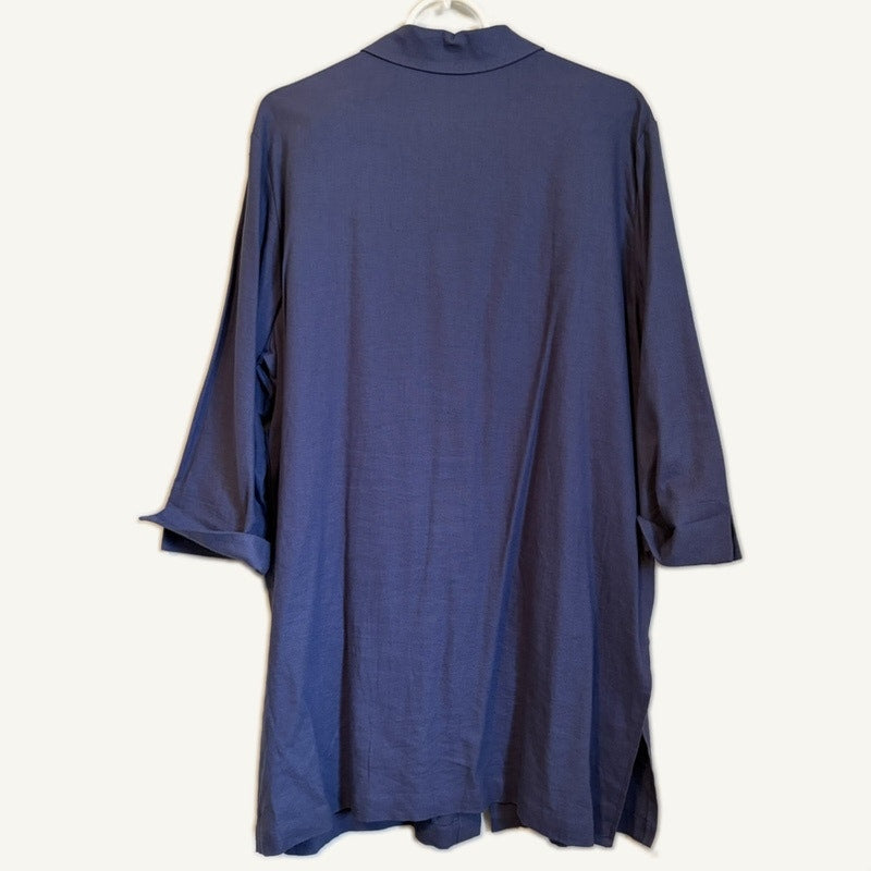 Blair Women's 2-Piece Tunic Top & Striped Pants Set Indigo Blue Size L