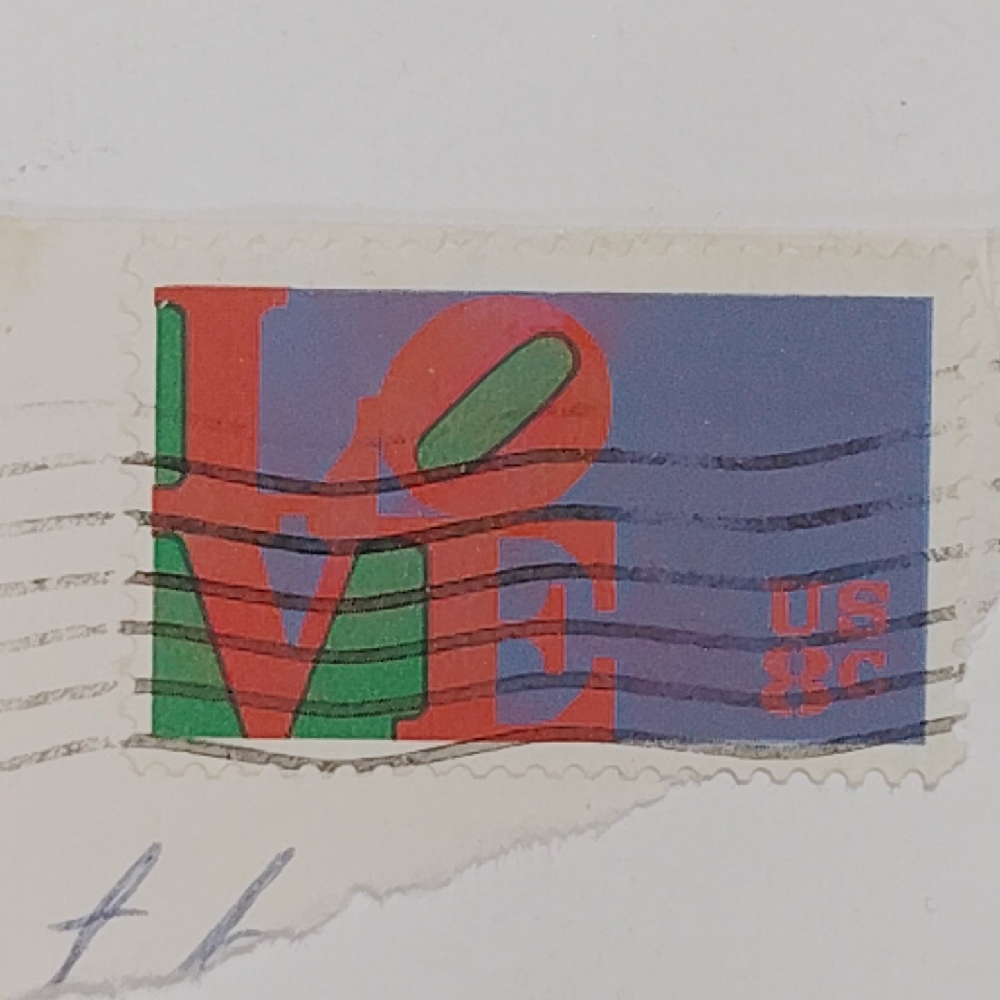 1973 8¢ LOVE Stamp, Robert Indiana Design, Used, Tilted ‘O’ – Scott #1475