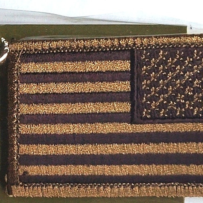 Fox Outdoor US Flag Reverse Patch Subdued Coyote Tactical Hook Backing 3" x 2"