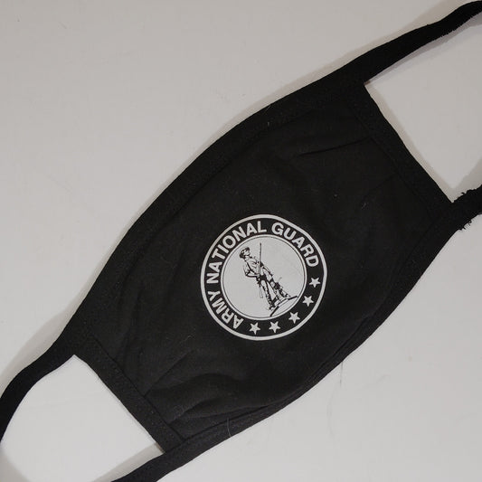 2-PK Army National Guard Face Mask, Black with Coat of Arms Logo