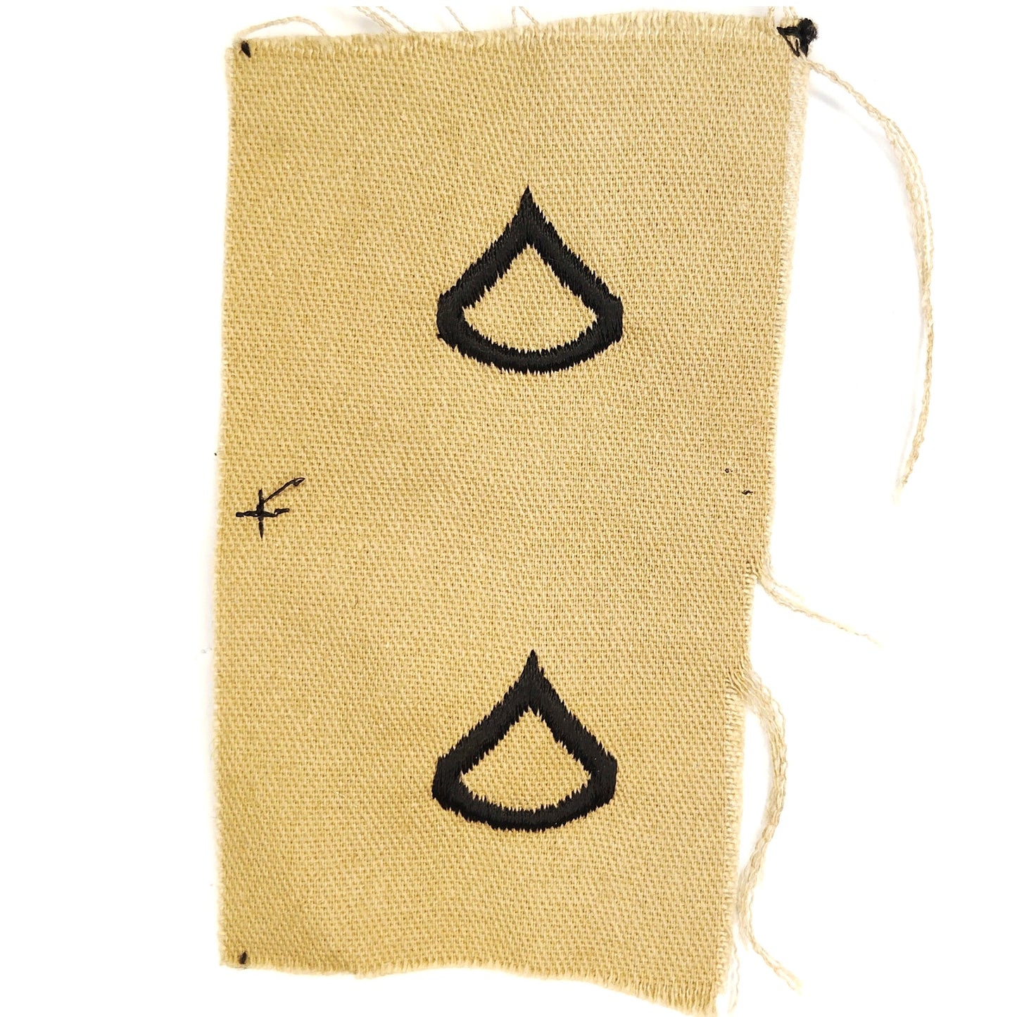 US Army PFC E‑3 Rank Patch Pair Desert Tan w/ Black Embroidery 4‑1/4" × 2‑1/4"