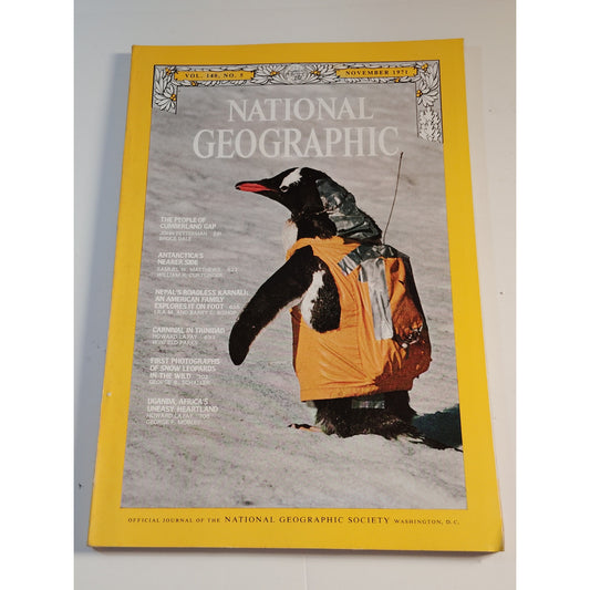 National Geographic Magazine – November 1971, Antarctica, Snow Leopards, Uganda