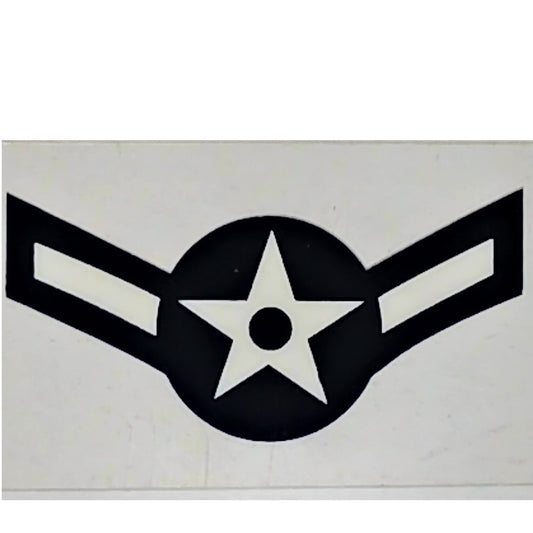 USAF Airman (E-2) Rank Decal – 2.25" x 1.25" Mylar Vinyl – White Star & Stripes