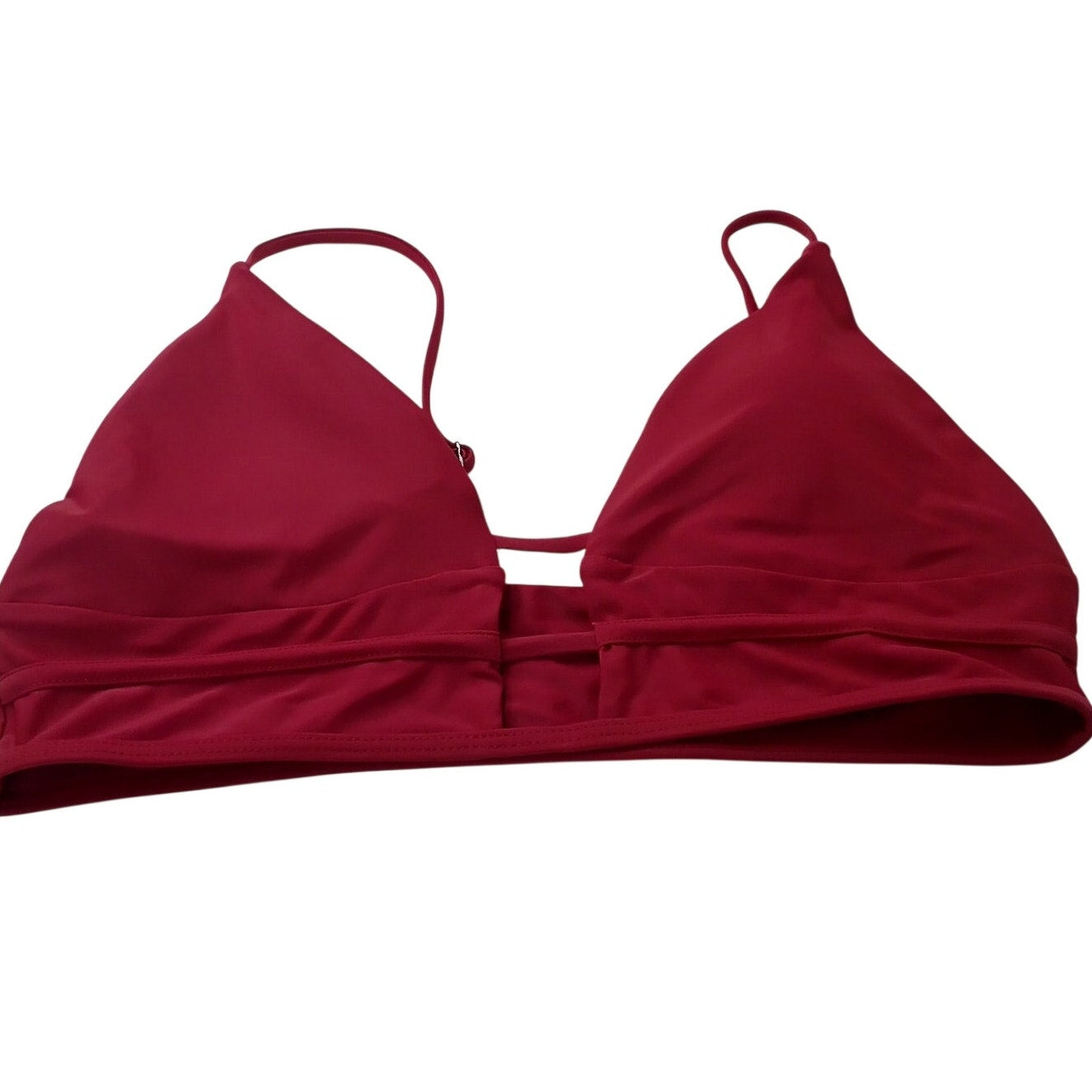 Peddney Red Triangle Bikini Top Adjustable Swim Stretch Women’s Size Large
