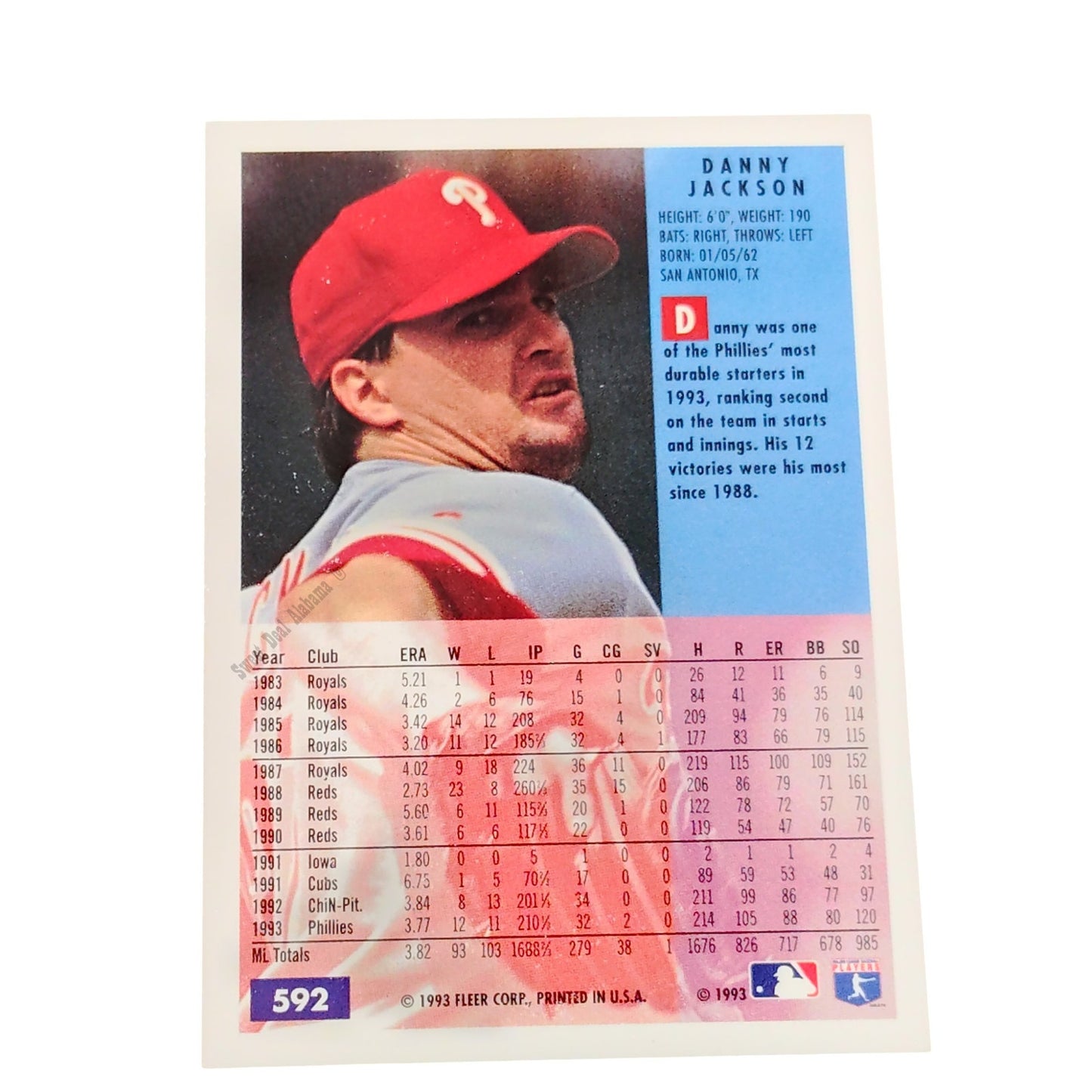 Danny Jackson, Philadelphia Phillies #592, 1994 Fleer Baseball Collector's Card