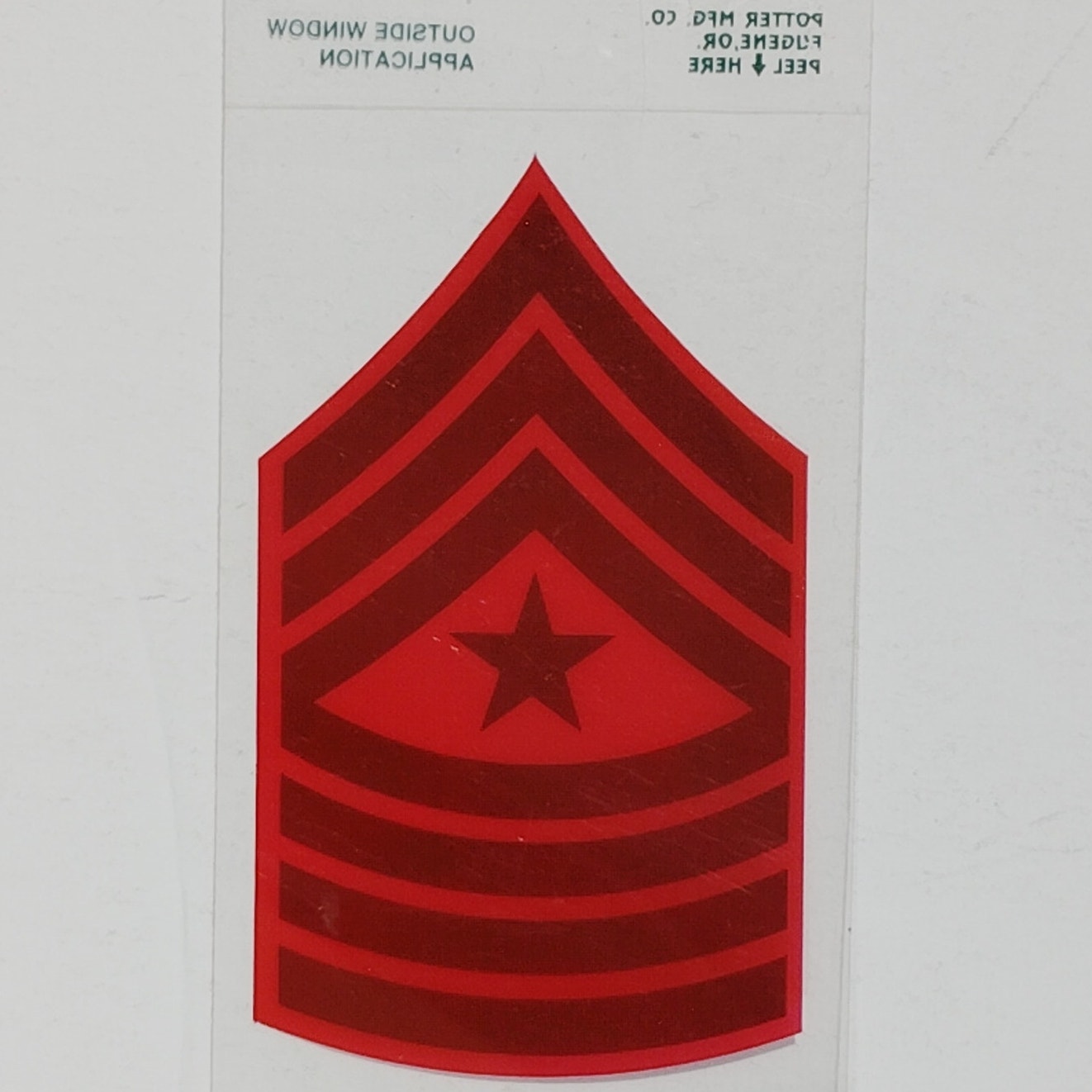 USMC Sergeant Major Rank Decal – 2.25" x 3.5"  Subdued Green & Red – Mylar Vinyl
