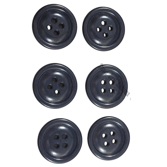 6 Dark Blue U.S. Navy 4-Hole Coat Buttons, 13/16"D, 32 Ligne, 1/2 Dz., Plastic