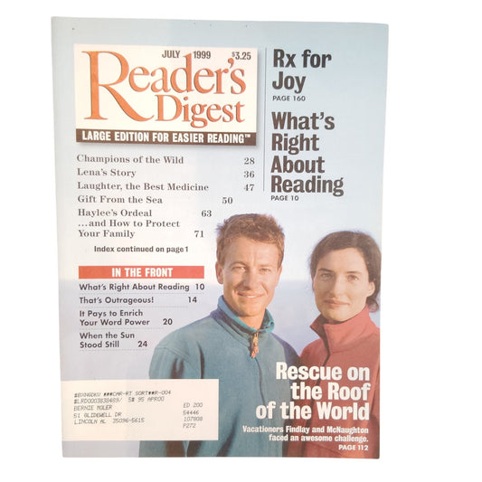 Reader's Digest July 1999 Large Print Vintage Magazine, Champions of the Wild
