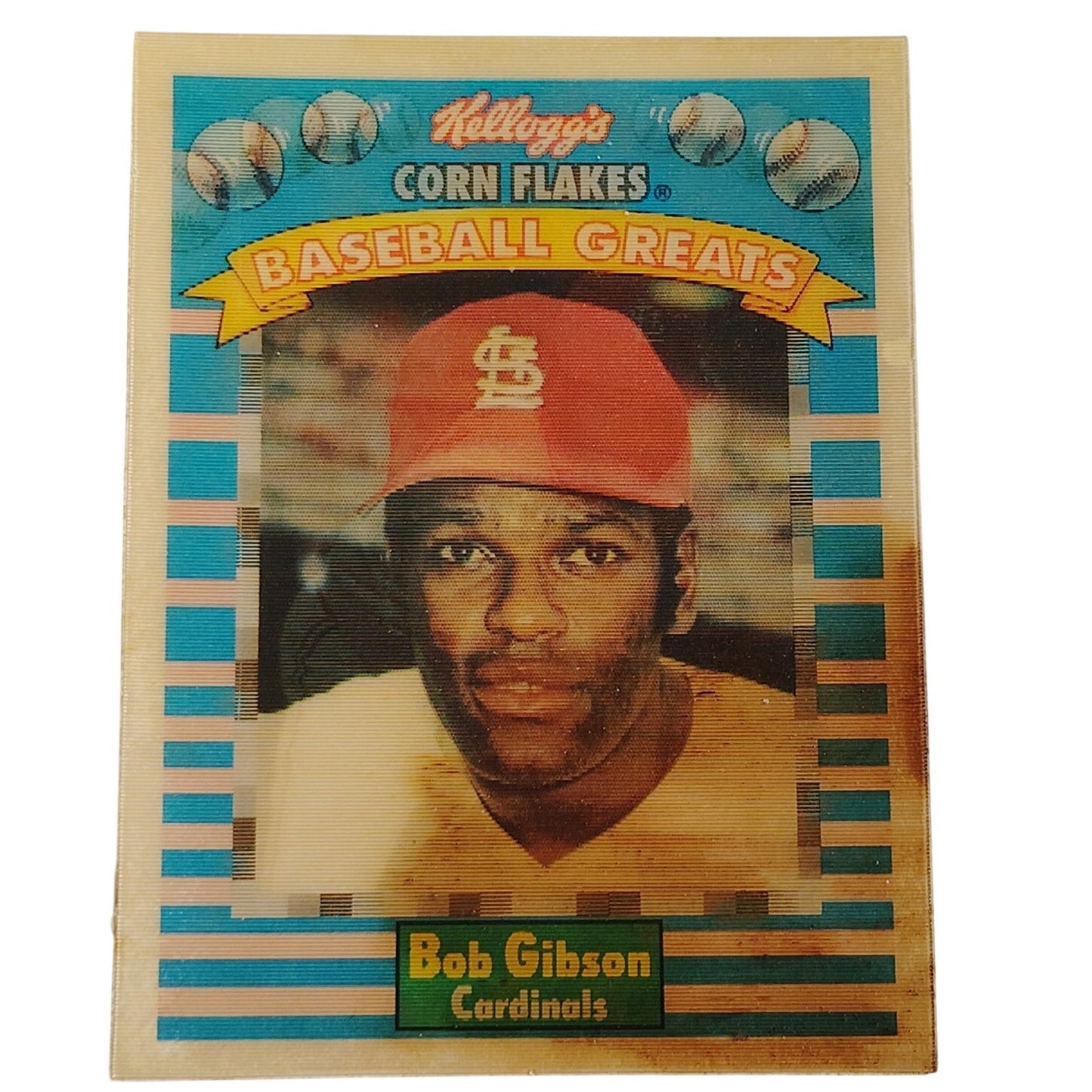 1991 Kellogg’s Corn Flakes Bob Gibson 5 Baseball Greats 3‑D Lenticular Card Fair